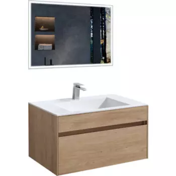 Мебель для ванной Vincea Chiara 80х48 N.Oak, белая раковина