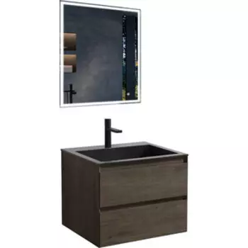 Мебель для ванной Vincea Luka 60х48 R.Oak, черная раковина