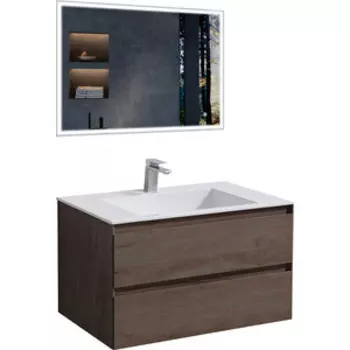 Мебель для ванной Vincea Luka 80х48 R.Oak, белая раковина