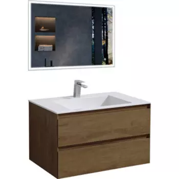 Мебель для ванной Vincea Luka 80х48 T.Oak, белая раковина