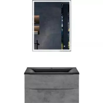 Мебель для ванной Vincea Mia 75х45 Beton, черная раковина