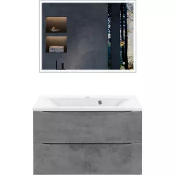 Мебель для ванной Vincea Mia 80х45 Beton, белая раковина