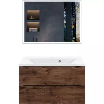 Мебель для ванной Vincea Mia 80х45 R.Wood, белая раковина