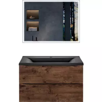Мебель для ванной Vincea Mia 80х45 R.Wood, черная раковина