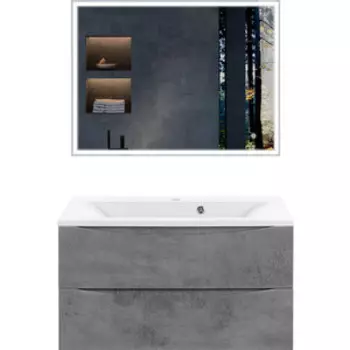 Мебель для ванной Vincea Mia 90х45 Beton, белая раковина