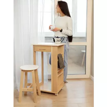 Мебелик Тумба с табуретом белый/лак