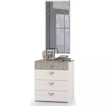 Комод Моби Амели 13.106 + зеркало шелковый камень/бетон чикаго беж