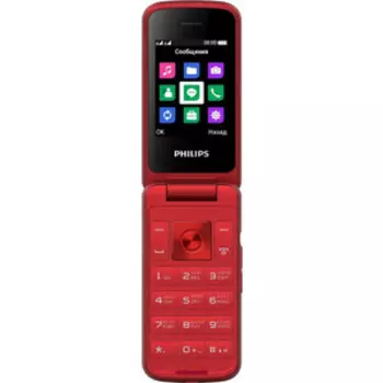 Мобильный телефон Philips E255 Xenium 32Mb красный раскладной (8670 001 69825)