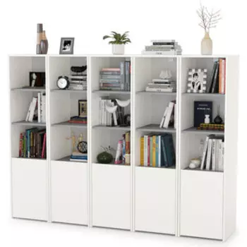 Модульная система для детской Моби Торонто 13.13 Шкаф комбинированный х 5 штук, цвет белый шагрень/стальной серый