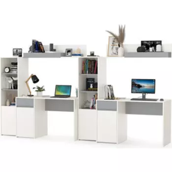 Модульная система для детской Моби Торонто Компоновка № 08, цвет белый шагрень/стальной серый