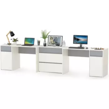 Модульная система для детской Моби Торонто Компоновка № 09, цвет белый шагрень/стальной серый