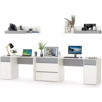 Модульная система для детской Моби Торонто Компоновка № 10, цвет белый шагрень/стальной серый