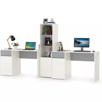 Модульная система для детской Моби Торонто Компоновка № 15, цвет белый шагрень/стальной серый