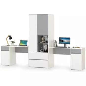 Модульная система для детской Моби Торонто Компоновка № 17, цвет белый шагрень/стальной серый