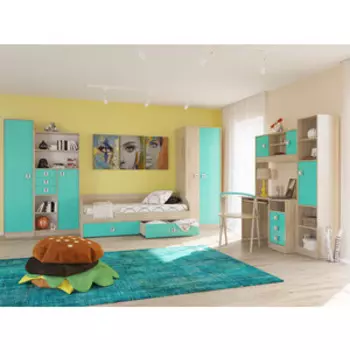 Молодежная Гранд Кволити Сити №1 (6-9414+6-0601+6-9416+4-2001+6-9411+6-9412+6-9413) Дуб санома-Аква