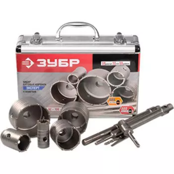 Набор буровых коронок Зубр 5шт 33,50,68,82,100 мм 10предметов (29185-H10)