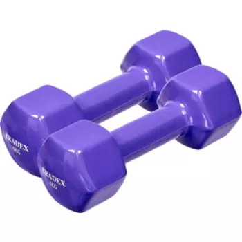 Набор гантелей Bradex SF 0872 обрезиненные по 4 кг, фиолетовые, 2 шт.