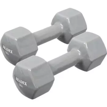 Набор гантелей Bradex SF 0873 обрезиненные по 5 кг, серые , 2 шт.