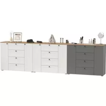 Набор комодов Моби Остин 16.221 3 шт цвет белый шагрень/серый графит/дуб крафт золотой (1027935)