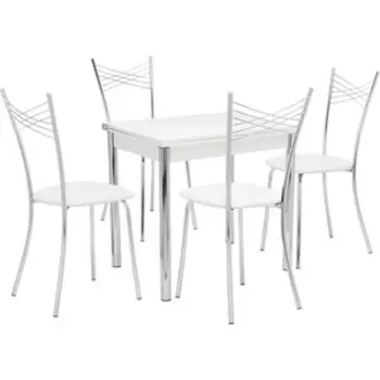 Набор мебели для кухни стол Мебель Импэкс Стол Лиль 1Р белый + стул Рейн к/з белый