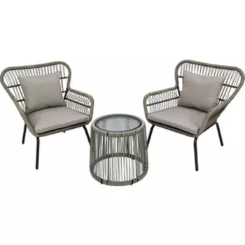 Набор мебели Garden story Конер (2 стула+стол, каркас серый, ротанг темно-бежевый) (SG-22015)