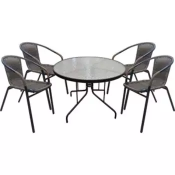 Набор мебели Garden story Марсель (4 кресла+стол каркас черный, ротанг желто-черный)