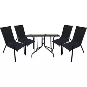 Набор мебели Garden story Сан-Ремо 2 (4 кресла+стол каркас черный, сиденья черные)