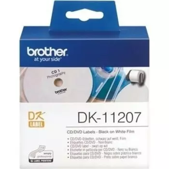 Наклейка ламинированная Brother на CD/DVD (диаметр 58 мм), 100 штук в рулоне (DK11207)