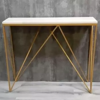 Напольная консоль Akur Loft Midland металлокаркас золото декор беленый клен