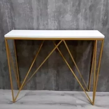 Напольная консоль Akur Loft Midland металлокаркас золото декор белый