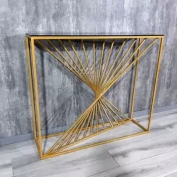 Напольная консоль Akur Loft Paris металлокаркас золото тонированное стекло