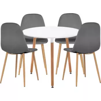 Обеденная группа Woodville Дилай 80 white / dark gray (579108)