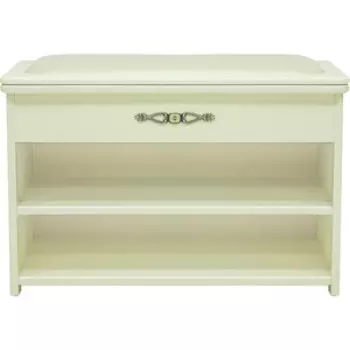 Обувница Мебелик Патриция молочный дуб, кожзам белый (П0003834)