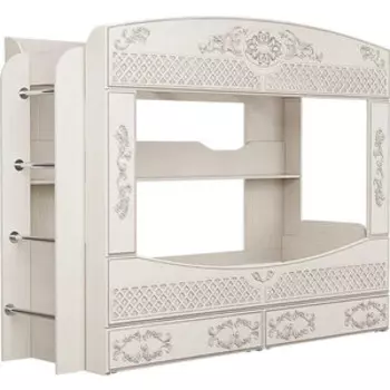 ОЛМЕКО Кровать 2-х ярусная Каролина патина вудлайн кремовый/ПВХ сандал белый/осн.
