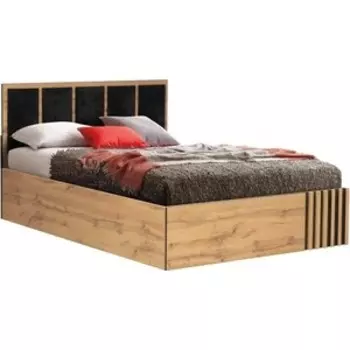 ОЛМЕКО Кровать 51.21 с подъем. мех. ''Либерти'' (ш.1600) Дуб вотан / Черный / Велюр монако черный