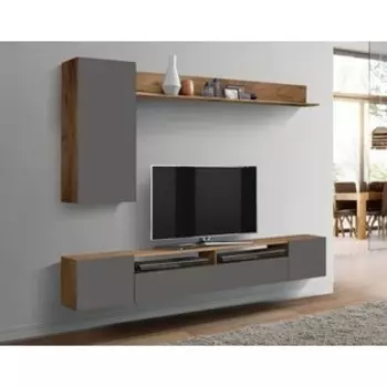 ОЛМЕКО Шкаф многоцелевого назначения ''Прага-2'' (фасад ЛДСП)/(таксония / диамант серый)