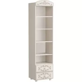 ОЛМЕКО Стеллаж комбинированный Каролина патина вудлайн кремовый/ПВХ сандал белый/ДВПО белый