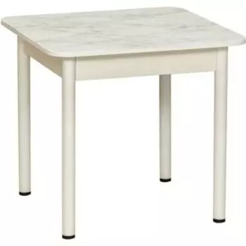 ОЛМЕКО Стол обеденный ''Аппетит'' 55.01 (квадратный) (мрамор белый / металл белый)