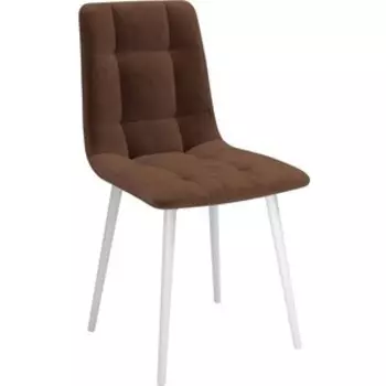 ОЛМЕКО Стул ''Белла'' /(велюр тенерифе шоколад / металл белый)
