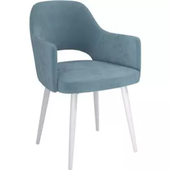 ОЛМЕКО Стул ''Берта''/(велюр тенерифе дасти блю / Цвет (металл): белый)