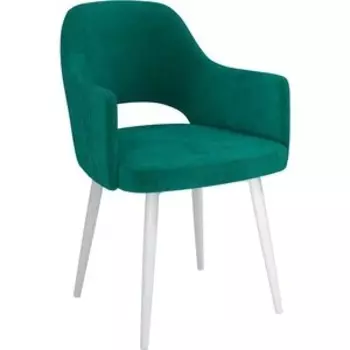 ОЛМЕКО Стул ''Берта''/(велюр тенерифе изумруд / Цвет (металл): белый)