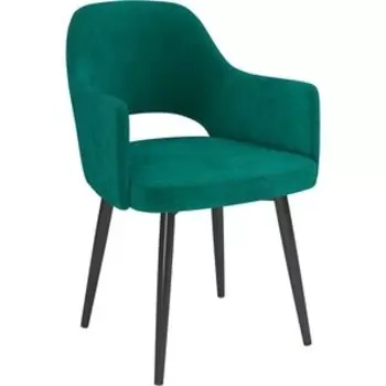 ОЛМЕКО Стул ''Берта''/(велюр тенерифе изумруд / Цвет (металл): черный)