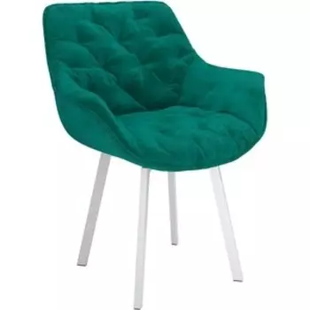 ОЛМЕКО Стул ''Квинта'' /(велюр тенерифе изумруд/ металл белый)