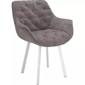 ОЛМЕКО Стул ''Квинта'' /(велюр тенерифе стоун/ металл белый)