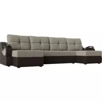 П-образный диван АртМебель Меркурий корфу 02 экокожа коричневый