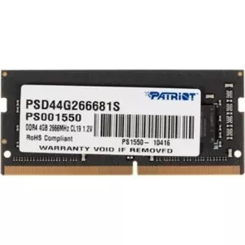 Память DDR4 PATRIOT 4Gb 2666MHz PSD44G266681S Signature RTL PC4-21300 CL19 SO-DIMM 260-pin 1.2В single rank (PSD44G266681S)