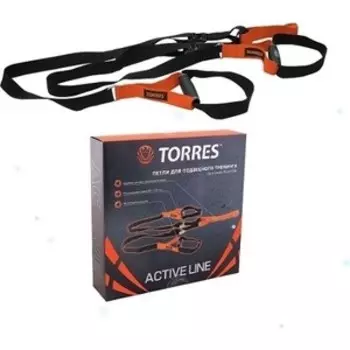 Петли для функционального треннинга Torres AL1039, эргон. нескольз. ручки, черно-оранжевый