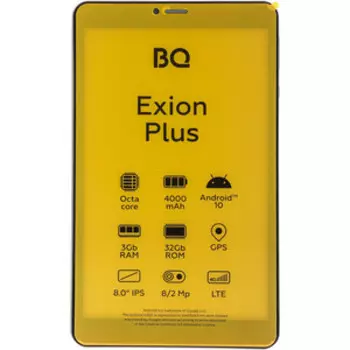 Планшет BQ 8077L Exion Plus SC9863A (1.6) 8C RAM3Gb ROM32Gb 8'' IPS 1280x800 3G 4G Android 10.0 золотистый