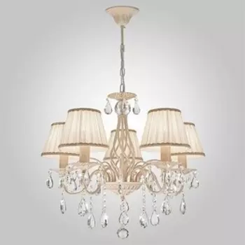 Подвесная люстра Eurosvet 10054/5 белый с золотом/прозрачный хрусталь Strotskis