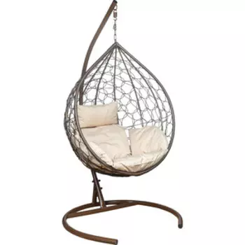 Подвесное кресло Leset Эва каркас коричневый, подушка бежевая